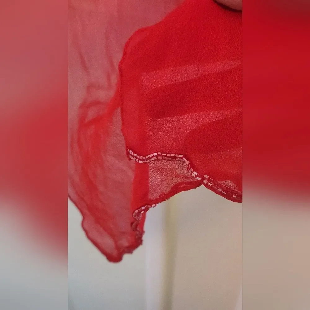 Unbranded Red SILK Embroidered Rheinstones Women’s Scarf Wrap 72